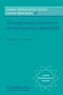 Cover: Homogeneous Structures on Riemannian Manifolds - Cambridge University Press