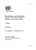 Cover: Resolutions and Decisions Adopted by the General Assembly During Its Seventy-second Session - United Nations