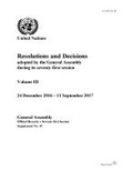 Cover: Resolutions and Decision Adopted by the General Assembly During Its Seventy-first Session - United Nations