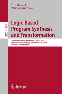 Enlarge image Cover: Logic-Based Program Synthesis and Transformation - Springer