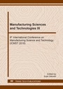 Cover: Manufacturing Sciences and Technologies IX - Trans Tech Publications Ltd