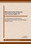Cover: Manufacturing Sciences and Technologies IX - Trans Tech Publications Ltd