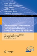 Cover: Information and Communication Technologies in Education, Research, and Industrial Applications - Springer