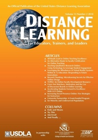 Enlarge image Cover: Distance Learning Vol 15 Issue 2 - Information Age Publishing