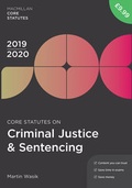 Cover: Core Statutes on Criminal Justice & Sentencing 2019-20 - Red Globe Press
