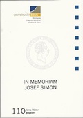 Cover: In Memoriam Josef Simon - Bouvier Verlag