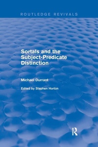 Enlarge image Cover: Sortals and the Subject-predicate Distinction (2001) - Routledge