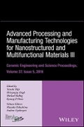 Cover: Advanced Processing and Manufacturing Technologies for Nanostructured & Multifunctional Materials III :Ceramic Engineering & Science Proceedings,v37,Is5 - Wiley