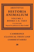 Cover: Aristotle: 'Historia Animalium': Volume 1, Books I-X: Text - Cambridge University Press