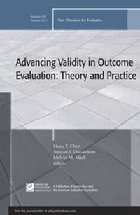 Enlarge image Cover: Advancing Validity in Outcome Evaluation: Theory and Practice - Jossey-Bass