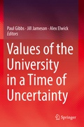 Cover: Values of the University in a Time of Uncertainty - Springer