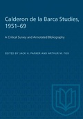 Cover: Calderon De La Barca Studies, 1951-69 - University of Toronto Press