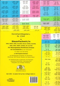 Abbildung von: DürckheimRegister® STEUERFACHWIRT/IN für die Steuergesetze- Richtlinien + Erlasse mit Stichworten - Dürckheim Verlag