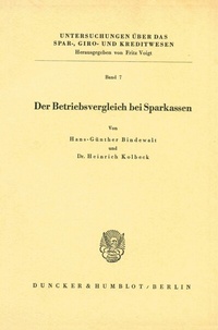 Abbildung von: Der Betriebsvergleich bei Sparkassen. - Duncker & Humblot