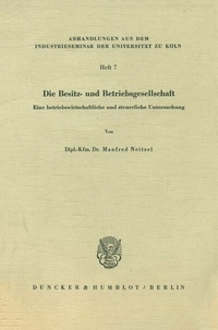 Abbildung von: Die Besitz- und Betriebsgesellschaft. - Duncker & Humblot