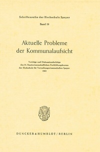 Abbildung von: Aktuelle Probleme der Kommunalaufsicht. - Duncker & Humblot