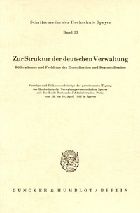 Abbildung von: Zur Struktur der deutschen Verwaltung. - Duncker & Humblot