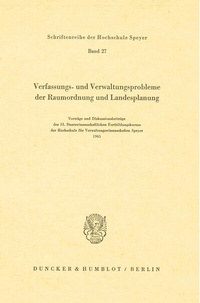 Abbildung von: Verfassungs- und Verwaltungsprobleme der Raumordnung und Landesplanung. - Duncker & Humblot