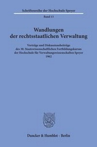 Abbildung von: Wandlungen der rechtsstaatlichen Verwaltung. - fibre