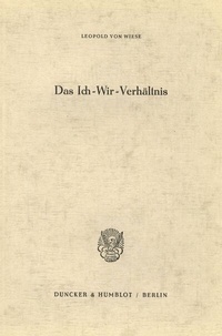 Abbildung von: Das Ich-Wir-Verhältnis. - Duncker & Humblot
