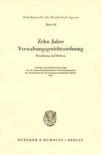 Abbildung von: Zehn Jahre Verwaltungsgerichtsordnung. - Duncker & Humblot