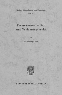 Abbildung von: Pressekonzentration und Verfassungsrecht. - Duncker & Humblot