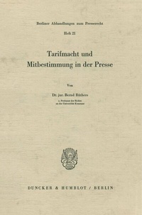 Abbildung von: Tarifmacht und Mitbestimmung in der Presse. - Duncker & Humblot