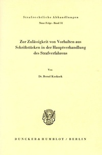 Abbildung von: Zur Zulässigkeit von Vorhalten aus Schriftstücken in der Hauptverhandlung des Strafverfahrens. - fibre