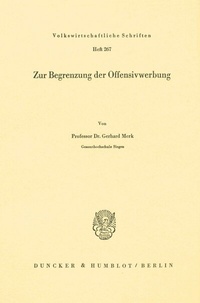 Abbildung von: Zur Begrenzung der Offensivwerbung. - Duncker & Humblot