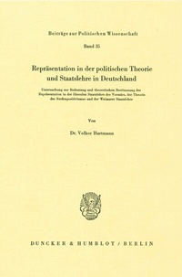 Abbildung von: Repräsentation in der politischen Theorie und Staatslehre in Deutschland. - Duncker & Humblot