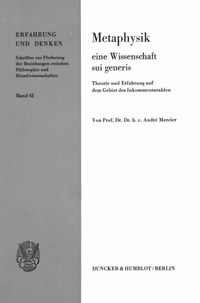 Abbildung von: Metaphysik - eine Wissenschaft sui generis. - Duncker & Humblot