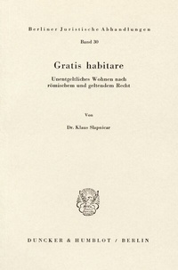 Abbildung von: Gratis habitare. - Duncker & Humblot