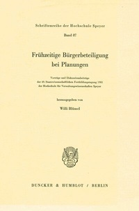 Abbildung von: Frühzeitige Bürgerbeteiligung bei Planungen. - Duncker & Humblot
