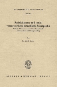 Abbildung von: Sozialbilanzen und sozialverantwortliche betriebliche Sozialpolitik. - Duncker & Humblot