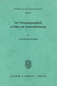 Abbildung von: Der Versorgungsausgleich in Fällen mit Auslandsberührung. - Duncker & Humblot