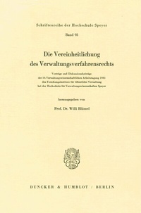 Abbildung von: Die Vereinheitlichung des Verwaltungsverfahrensrechts. - Duncker & Humblot