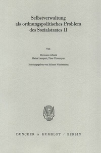 Abbildung von: Selbstverwaltung als ordnungspolitisches Problem des Sozialstaates II. - Duncker & Humblot