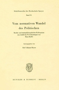 Abbildung von: Vom normativen Wandel des Politischen. - Duncker & Humblot