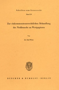 Abbildung von: Zur einkommensteuerrechtlichen Behandlung des Nießbrauchs an Wertpapieren. - fibre