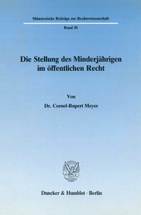 Abbildung von: Die Stellung des Minderjährigen im öffentlichen Recht. - Duncker & Humblot