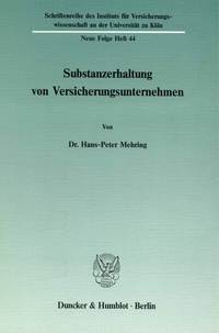 Abbildung von: Substanzerhaltung von Versicherungsunternehmen. - Duncker & Humblot