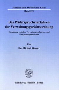 Abbildung von: Das Widerspruchsverfahren der Verwaltungsgerichtsordnung. - fibre