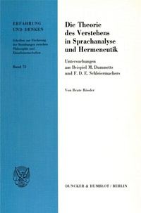 Abbildung von: Die Theorie des Verstehens in Sprachanalyse und Hermeneutik. - fibre