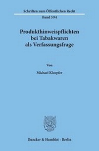 Abbildung von: Produkthinweispflichten bei Tabakwaren als Verfassungsfrage. - fibre