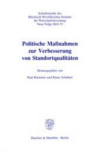 Abbildung von: Politische Maßnahmen zur Verbesserung von Standortqualitäten. - Duncker & Humblot
