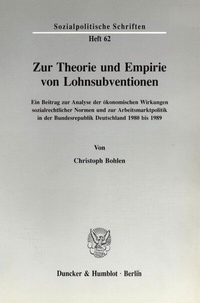 Abbildung von: Zur Theorie und Empirie von Lohnsubventionen. - fibre