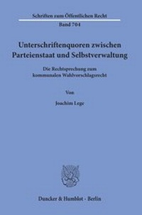 Abbildung von: Unterschriftenquoren zwischen Parteienstaat und Selbstverwaltung. - fibre