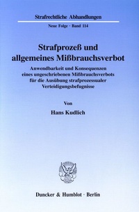 Abbildung von: Strafprozeß und allgemeines Mißbrauchsverbot. - fibre