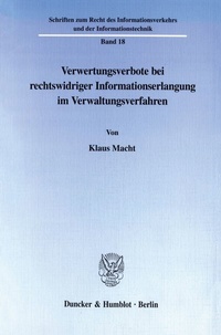 Abbildung von: Verwertungsverbote bei rechtswidriger Informationserlangung im Verwaltungsverfahren. - fibre
