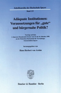 Abbildung von: Adäquate Institutionen: Voraussetzungen für "gute" und bürgernahe Politik? - fibre